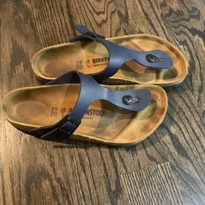 Birkenstock Gizeh Navy Leather Sandals